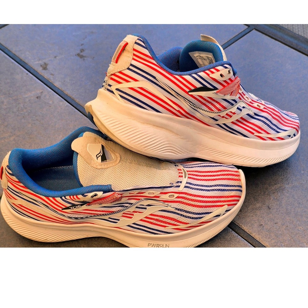 Saucony Ride 15 Womens Running Shoes Red White Blue Striped Buffalo Bills 7.5 W